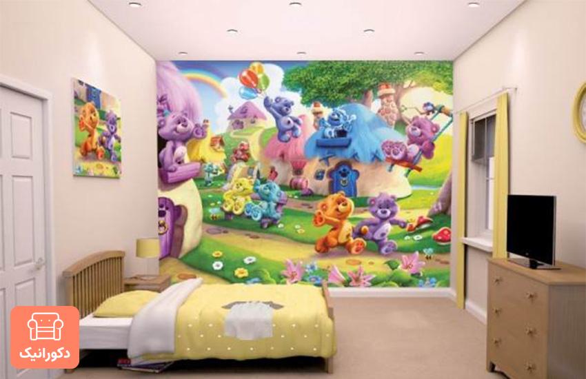 کاغذ دیواری اتاق کودک مدل شخصیت های کارتونی